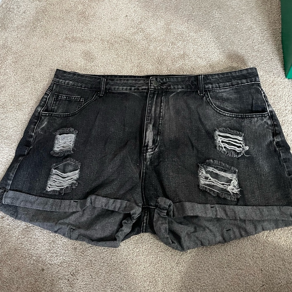 Ripped Grey Jean Shorts